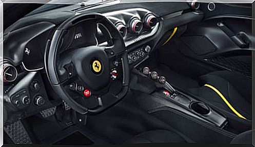 Interior of Ferrari F12 2013 luxury sports car