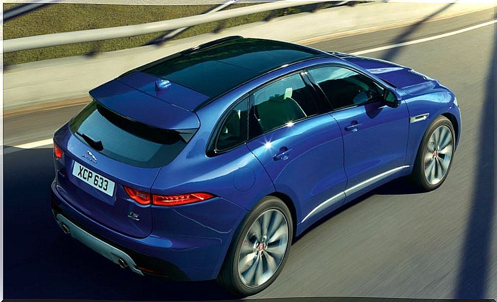 Rear view of Jaguar E-pace SUV luxury design