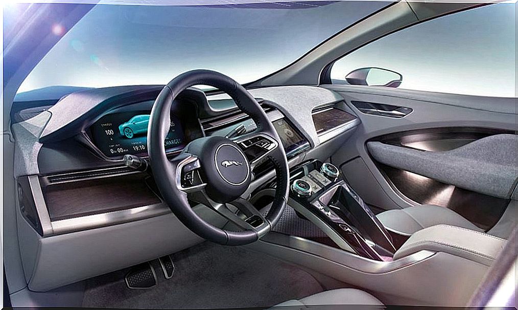 Interior of the 2018 Jaguar I-Pace SUV electric car