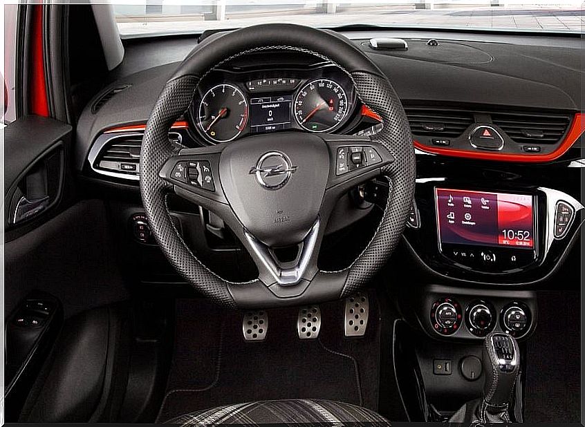 Interior of the Opel Corsa.