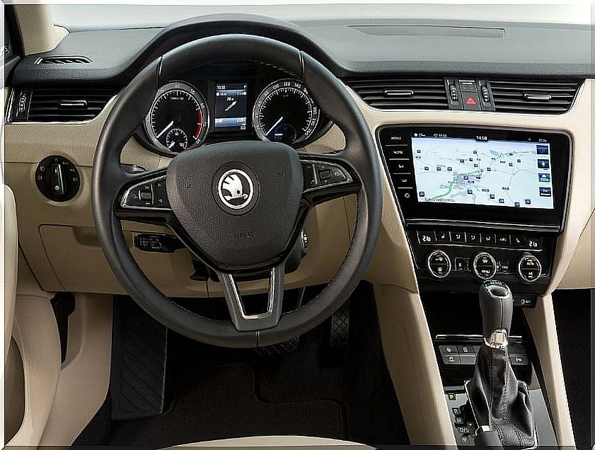 Interior of the Skoda Octavia.