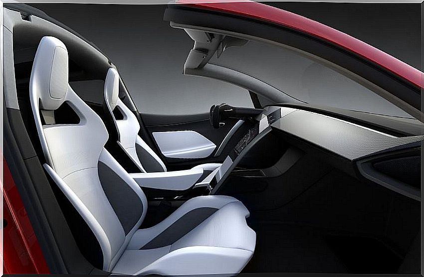 Interior of the Tesla Roadster.