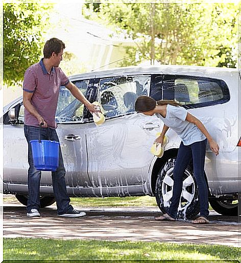 Wash the car by hand